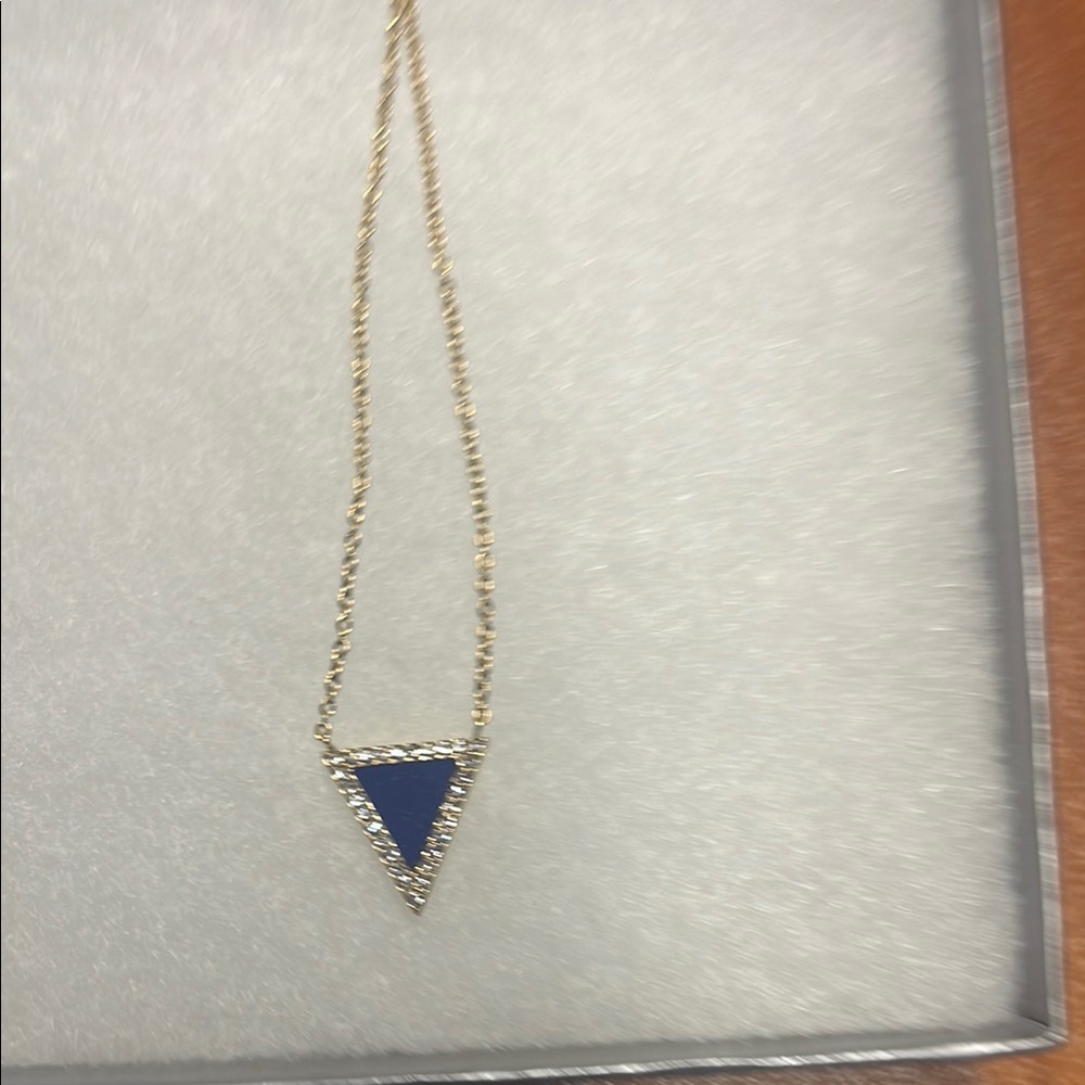 MICHAEL Michael Kors Gold and Blue Triangle Pendant Necklace